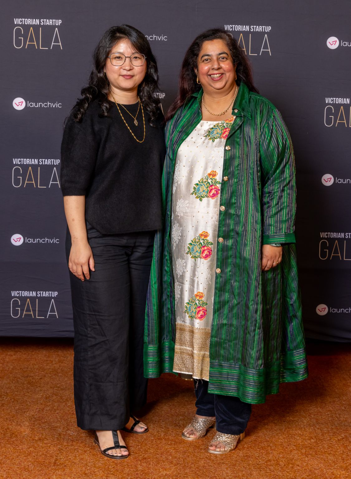 Ms. Laxmi Pun, Founder of Illume Ventures, with Professor Shonali Krishnasamy, Director of the Monash AI Institute, at the Victorian Startup Gala.